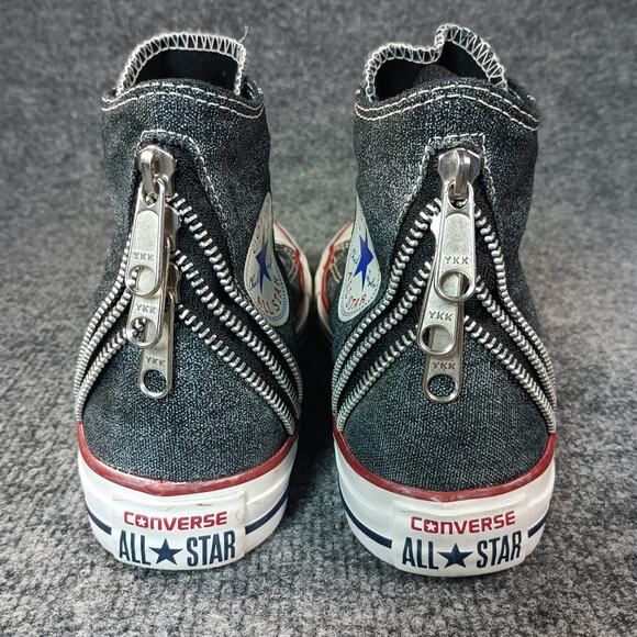 Converse Chuck Taylor Tri Zip Women Size 7 Black Grey Denim Sparkle Wash - Picture 3 of 9